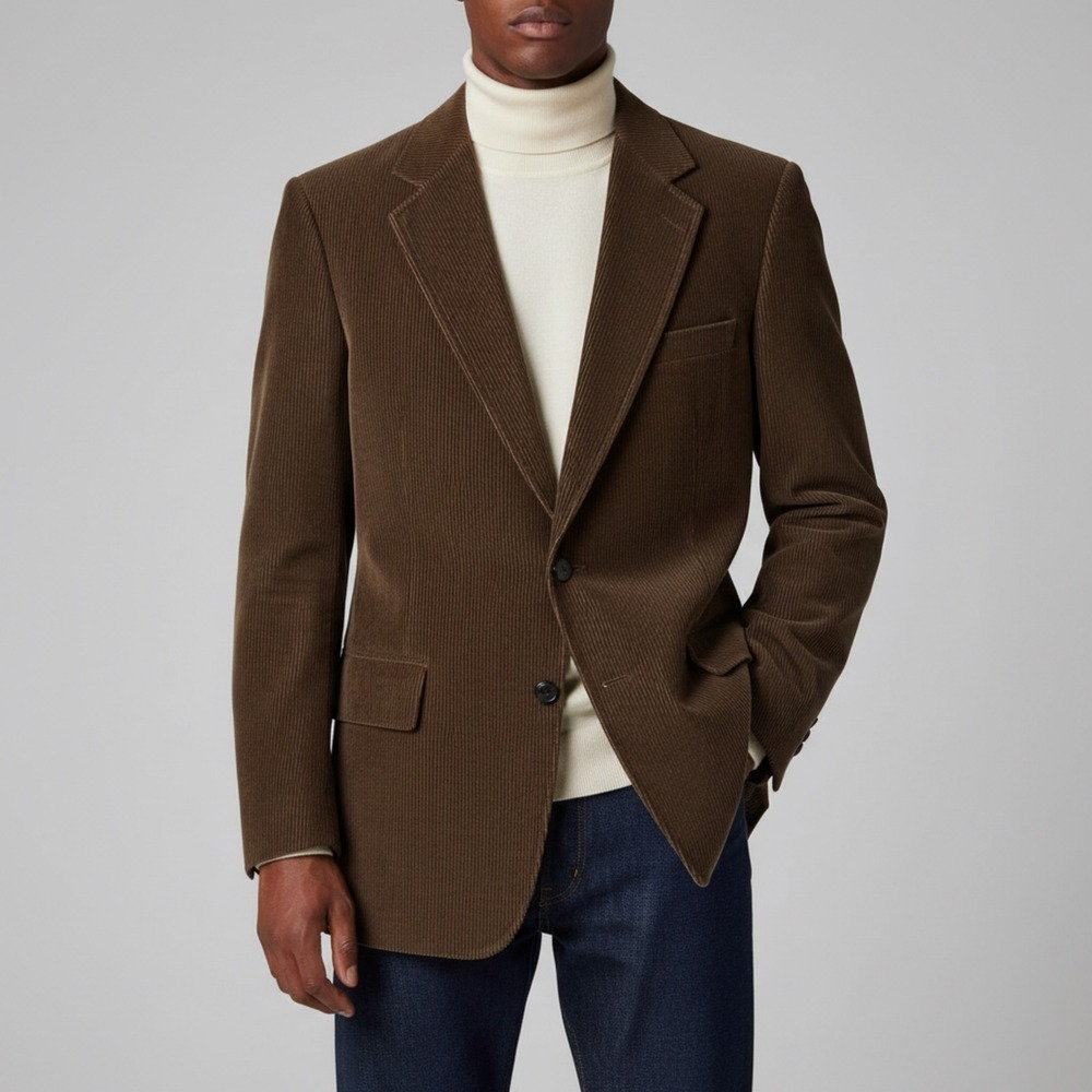 Vintage 70s Sears Brown Corduroy Blazer‎ Jacket Academia Retro Sport Coat 40R